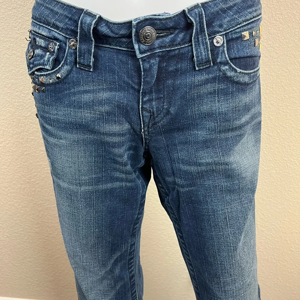 NWOT $229 True Religion Studded Pocket Flap Flare Joey Jeans - Picture 3 of 11